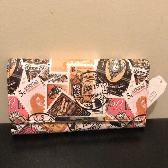 Time and Tru Handbags - Stamp Print Women's Clutch Organizer Wallet